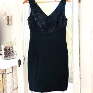 RALPH LAUREN Evening Sequin Little Black Dress